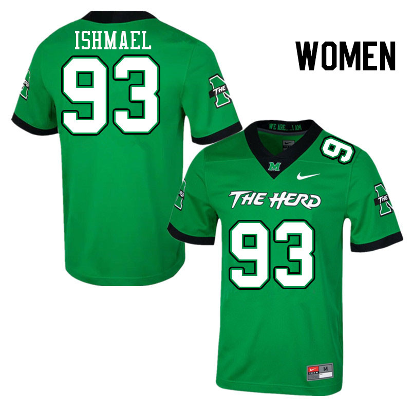 Women #93 Jabari Ishmael Marshall Thundering Herd College Football Jerseys Stitched Sale-Green - Click Image to Close